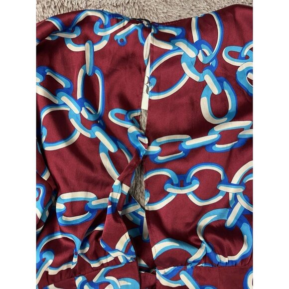 Zara Chain Print V-neck Midi Dress Size S Multicolored Spring Vacation New - Picture 12 of 16